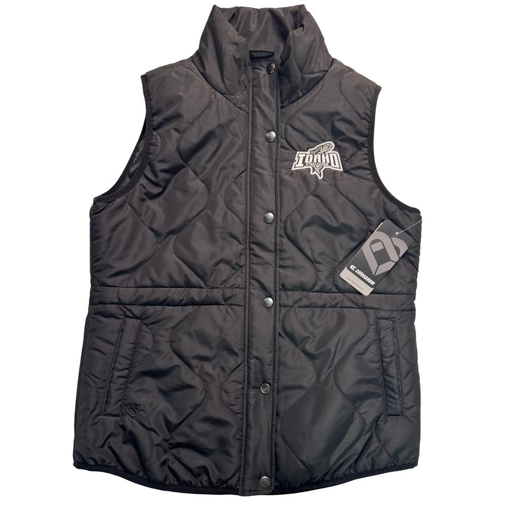 Colosseum Idaho Steelheads Womens Quilted Vest Black Mock Neck Size M